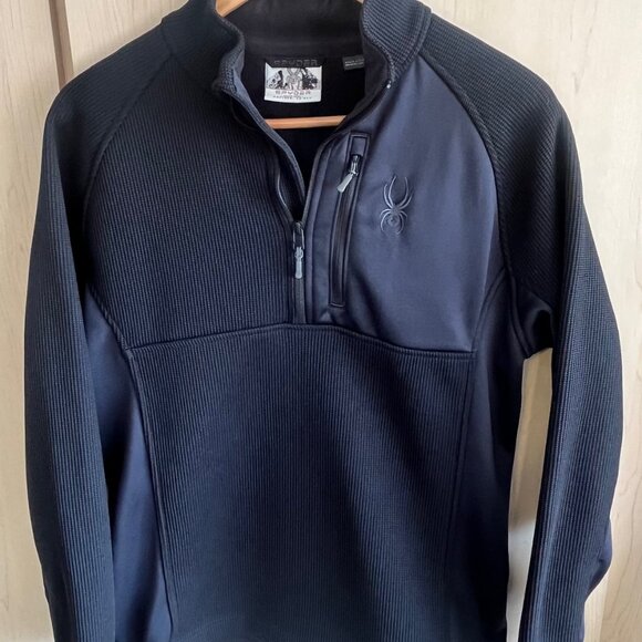 Spyder Black 1/4 Quarter Zip Pullover Sweatshirt Jacket Men's Size Medium M - Picture 1 of 6